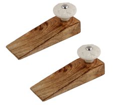 2 Pieces Cream Wheel Flower Ceramic Wooden Door Stopper